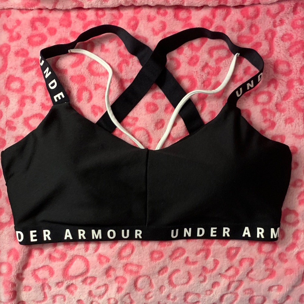 Under Armour Black and White Strappy Sports Bra